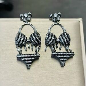 GUNMETAL BLACK CLEAR BIKINI CZ
DANGLE EARRINGS